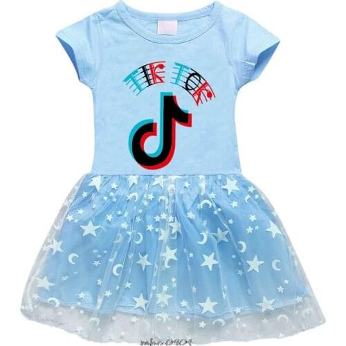 Hot Tik Tok Baby Girls Clothes Summer Dress Flying Sleeve Kids Infant Dresses Cotton Dress Toddler Dresses for Baby Girls