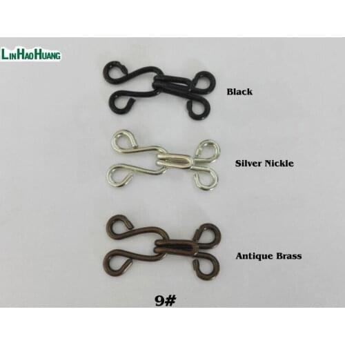 50pairs/lot 9#, 10# metal brass hooks and eyes pant skirt special big size silver/black/bronze hook eye free shipping