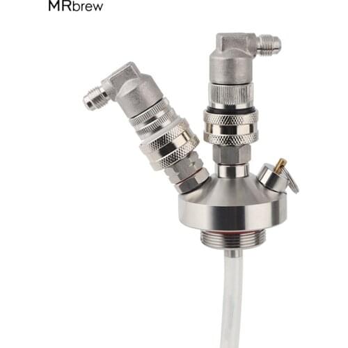 Stainless Steel Mini Keg Tap Dispenser with ball lock Disconnects and 12'' silicone hose for Mini Beer Growler Home brewing