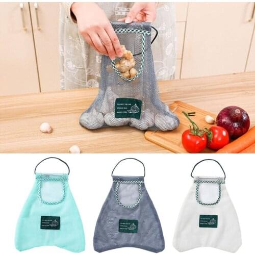 Reusable Mesh Hanging Bag Multi-purpose Ginger Garlic Onion Sorting Bag Creative Kitchen Fruit and Vegetable Storage