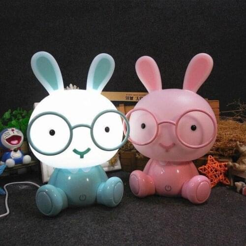 Cartoon Rabbit Lamp Cute Animal Led Children Baby Kids Room USB Led Night Lights Christmas Gift Bedside Decor Home Night Lamp