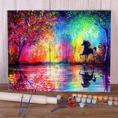 Two Horse Animal Coloring By Numbers Painting Complete Kit Oil Paints 50*70 Paiting By Numbers Home Decoration For Wholesale