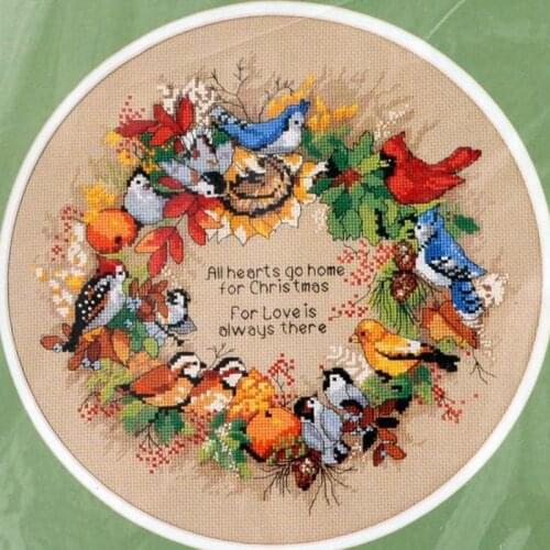 Top Quality Beautiful Lovely Counted Cross Stitch Kit All Hearts Go Home For Christmas Love Flower Bird Wreath dim 08413