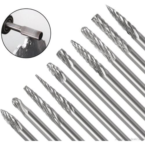 Carbide Burr Set 10 Pcs Double Cut Solid Carbide Rotary Burrs Woodworking Drilling Metal Carving Engraving Polishing wholesales