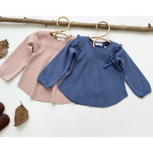 Autumn Winter Baby Kids Girls Long Sleeve Knit Sweater Baby Kids Girls Pure Color Pullover Sweaters Childrens Clothes