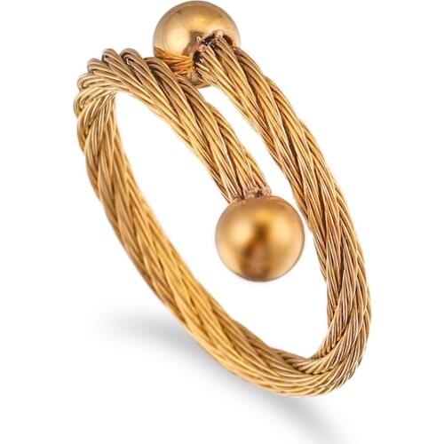 2pcs Lot Gold Stainless Steel Couple Wedding Rings for Women Mens Girl Hip Hop Opening Adjustable Ring Weaving Statement Jewelry