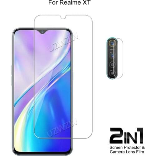 2 in 1 For Realme XT Camera Lens Film & Screen Protector Guard Protective HD Tempered Glass Explosion Proof Anti-Shock