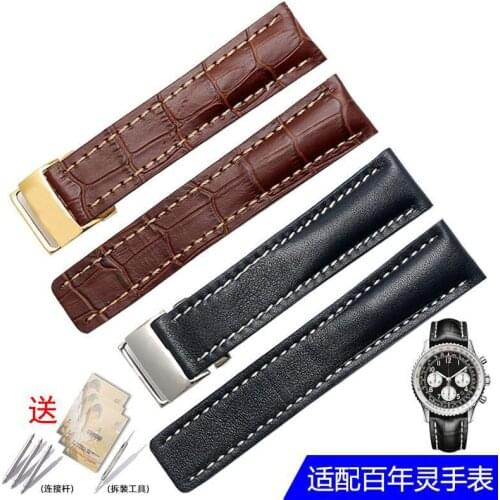 Watch Band For Breitling SUPEROCEAN AVENGER NAVITIMER Genuine Real Leather Men Watch Strap Watch Accessories Watch Bracelet Belt