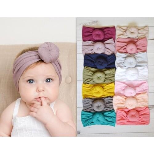 Newborn Baby Girls Wide Nylon Bow Headband Super Soft Knot Bow Nylon Head Wraps JAN-30
