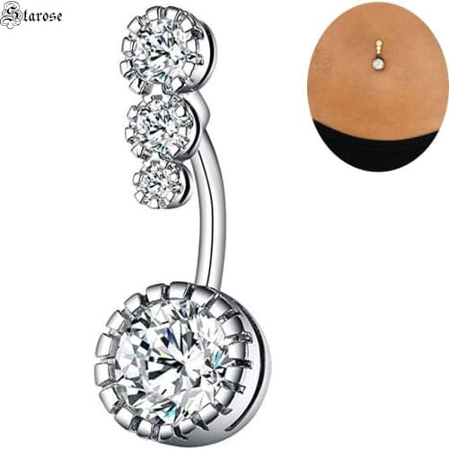 Starose Top Crystal Belly Piercing Nombril Women Earrings Surgical Steel Navel Rings Belly Button Piercing Ear Piercing Jewelry