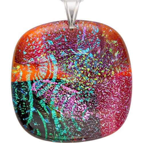 DARK DIAMOND-dichroic crystal pendant and 45mm 925 sterling silver. Assorted Colors. Craft. Exclusive. (Without chain)