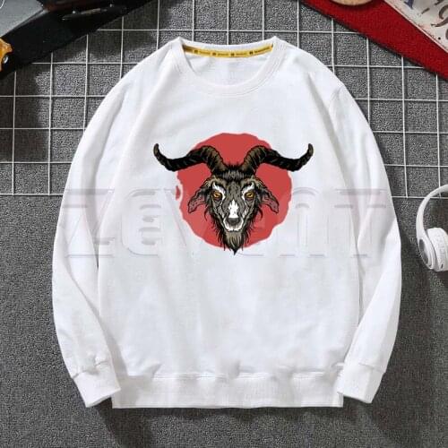Evil Satanism Grim Reaper Baphomet Hoodie Casual Sreetwear Men Lucifer Demon Death Scary Tops Harajuku Long Sleeve Sweatshirt