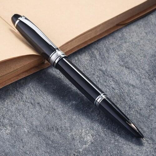 Hero 100 14K Gold Nib Vintage Fully Metal Fountain Pen Arrow Mark Authentic Business Black-Silver Clip Ink Pen Writing Gift Set