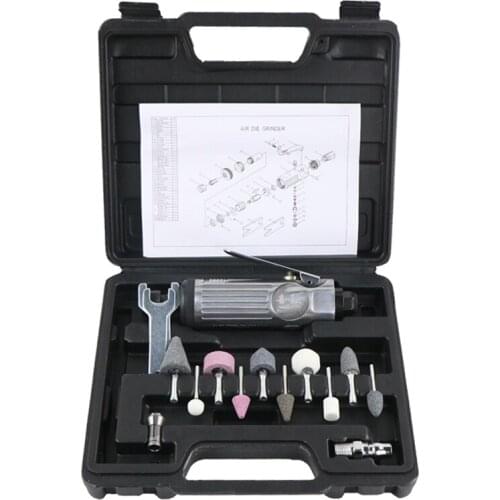 1/4" Pneumatic Die Grinder Tire Repair Tools Kit Polishing Carving Air Compressor Sander Grinding Power Tools Storage Box