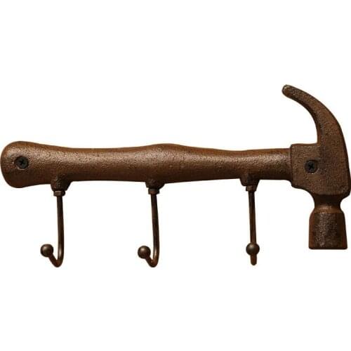 1pc Vintage Wall Hook Hanger Key Clothes Hanger Rack Wall Mounted Coat Holder 3-Hook Metal Spanner-shaped Hook for Home Bedroom