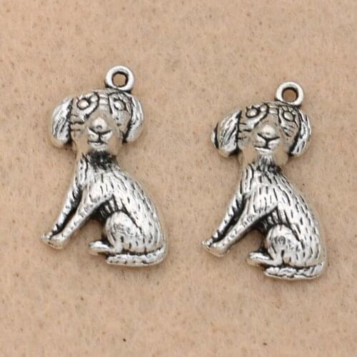 10pcs Antique Silver Plated Dog Charm Pendant for Bracelet Necklace Jewelry DIY Making Accessories 23x14mm