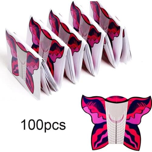 100pcs French Nail Form Tips Butterfly Nail Extension Art Tools For Nails Gel Extension Sticker Acrylic Manicure Tip