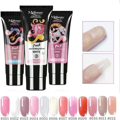 12 colors Nail Poly Quick Building Gel 15ml Crystal Jelly Builder Nail Finger Extension Hard UV Gel Lacquer