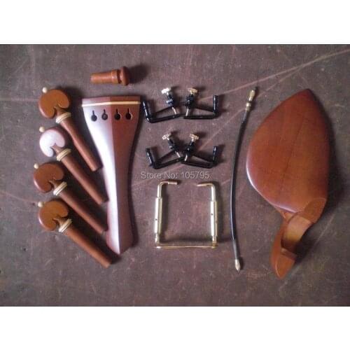 2 Sets Jujube Violin parts with tail piece chin rest pegs fine tuner tail gut and clamp 4/4
