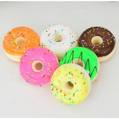 Hot 2PCS 5CM Artificial Mini Simulation Squishy Donut Kawaii Chocolate Noodles Sweet Roll Pretend Toys Kitchen Toys