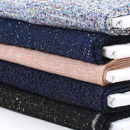 5 Patterns 145CM Wide 500G/M Weight Knitted Blue Brown Acrylic Polyester Fabric for Autumn and Spring Dress Overcoat Jacket E567