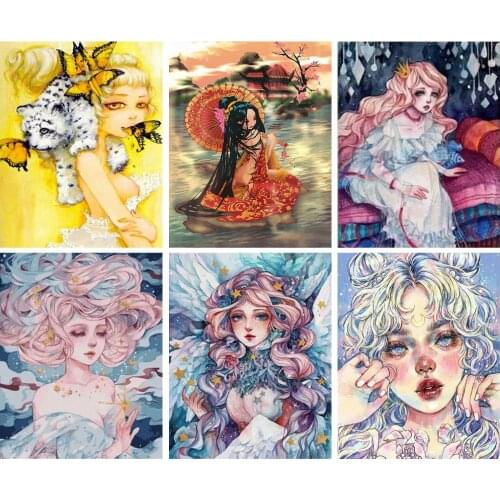 5D Diy diamond painting stretches long hair angel Girl Full Drill embroidery cross stitch mosaic Craft Kits Home Christmas Gift