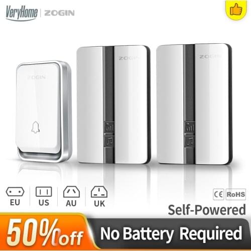 VeryHome self-generating waterproof wireless doorbell receiver battery buttonUS EU UK AU plug home doorbell 150m remote