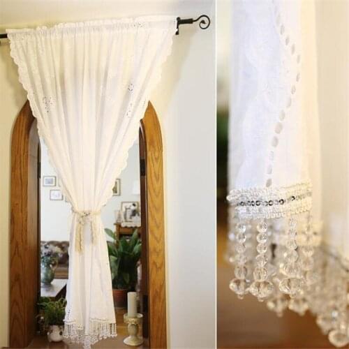 Free Shipping Crystal Beads Drapes Soild Half Curtain Coffee Tea Shades Kitchen Short Blinds Small Home window Decora Vslance