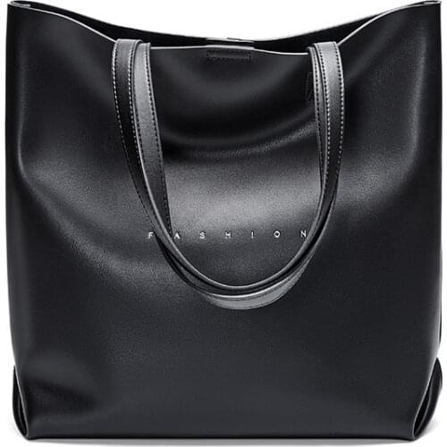 Brand Cow Leather Tote Bag Women Handbags Female Designer Large Capacity Leisure Shoulder Bags Fashion Ladies Bucket Bag Purses