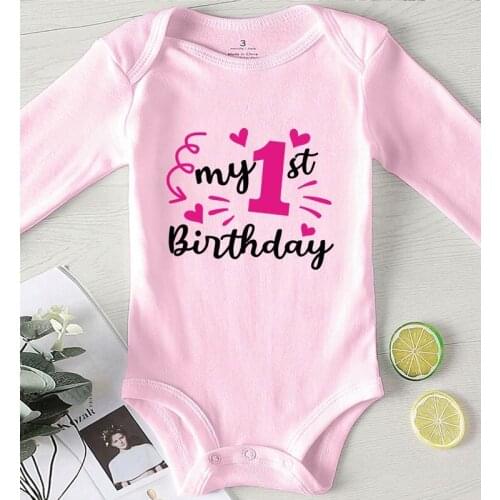 One Piece Toddler Romper Newborn Girl Clothes Baby Clothing Winter My First Birthday Letter Print Jumpsuit Kids Autumn