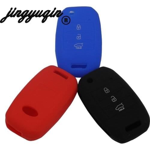 Jingyuqin 3 Buttons Silicone Car Key Case Key Cover FOB For Kia Sorento Carens K2 K3 K4 K5 Car-styling