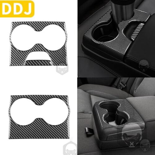 Carbon Fiber Center Arm Rest Cup Holder Panel Frame Sticker For Dodge Charger LD 2015+ Compartment Hadle Cover Car Accessories