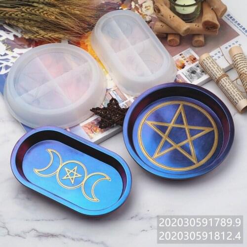 DIY Epoxy Resin Mold Double Moon Star Moon Glue Mirror Plate Dish Silicone Mold For Resin