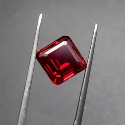 Grade AAA Cutting Ruby Square Faceted Gemstone Square Emerald Cut Dark Blood-red Ruby Gem Multiple Sizes to Choose GR38