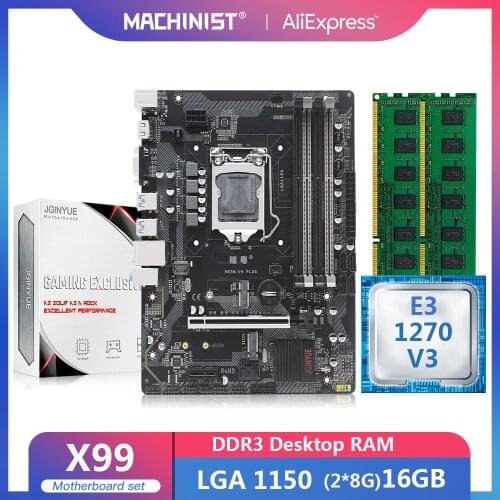 JGINYUE H97 motherboard LGA 1150 set kit with Xeon E3 1270 V3 processor and DDR3 16GB(2*8GB) Desktop memory H97M-VH PLUS