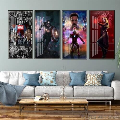 Marvel Anime Superhero Canvas Painting Captain America Spiderman Hulk Movie Poster Prints Wall Art Picture for Home Decor Cuadro