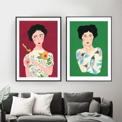 Classical European Oil Woman Canvas The Curious Oiseau Paintings Wall Abstract Wall Art Prints Posters Pictures Home Decor