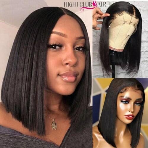 Short Bob Lace Front Wigs Straight Human Hair Lace Front Wigs 13x4 Frontal Swiss Lace Wig For Black Women