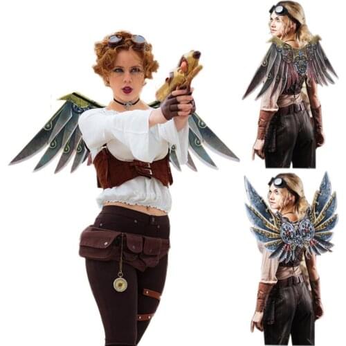 Halloween Adult Kids Cosplay Costume Print Steampunk Gothic Retro Renaissance Carnival Party Medieval Mechanical Vintage Wings