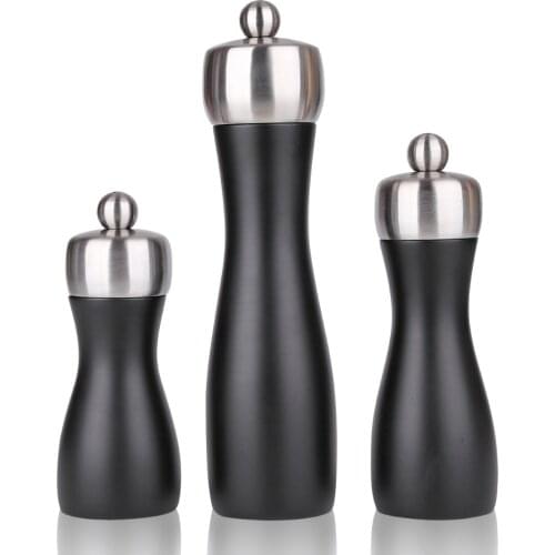 Mokithand Wooden Pepper and Salt Mills Food Safe Carbon Steel Grinder 5' 6' 8' Manual Pepper Grinder Kitchen Tools for Sea Salt