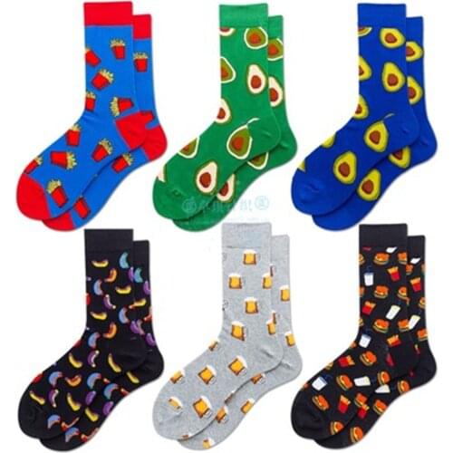 Mens and womens fashion, cotton socks, hamburgers, French fries, long tube color socks ZQ013