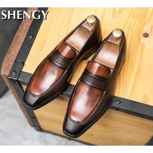 2020 Mens Shoes High Quality Leather Business Shoes Handmade Casual Formal Stylish Loafers Shoes Men