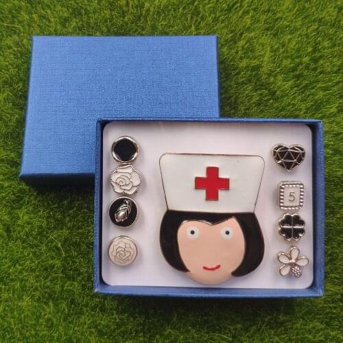 New Hot Women Doctor Nurse Head Angel In White Pearl Enamel Brooch Pins Breastpin Nurses Day Birthday Prize Gift DF081-88