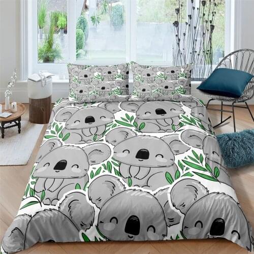 Comforter Duvet Set Quilt Cover Bedding Set Single King Queen Double Single Size Cartoon Koala Animals Home Textiles