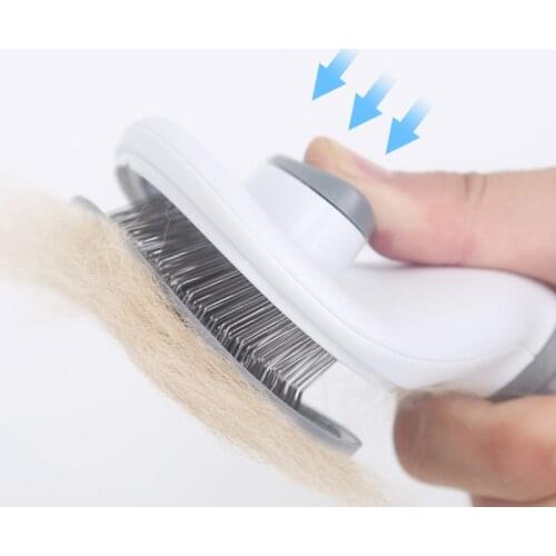 Self Cleaning Wire Pin Brush for Dog Cat Removes Undercoat Tangled Hair Massages Curved Needles Pet Comb Improves Circulation