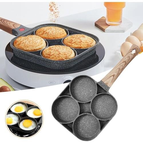 4 Hole Frying Pot Pan Thickened Omelet Pan Non-stick Egg Pancake Steak Pan Cooking Egg Ham Pans Breakfast Maker Cookware