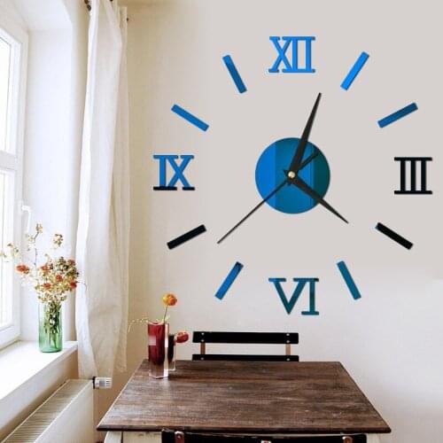 Modern Art 3D DIY Wall Sticker Clock Home Decor Simple Useful Functioning Acrylic Mirror Wall Sticker Clock For Living Room