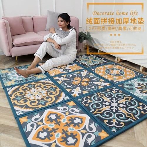 Spliced 3D Printed Carpets Cartoon Child Bedroom Play Rugs Soft Flannel Memory Foam Girl Room Area Rug Kids Anti-fall Crawl Mats