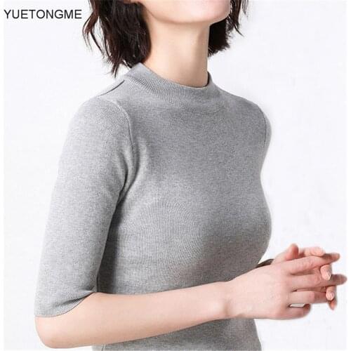 Half sleeve female tops Ladies Knitted Sweater Women Pullovers Knit Jumper Spring Autumn Basic Women Sweaters SW099