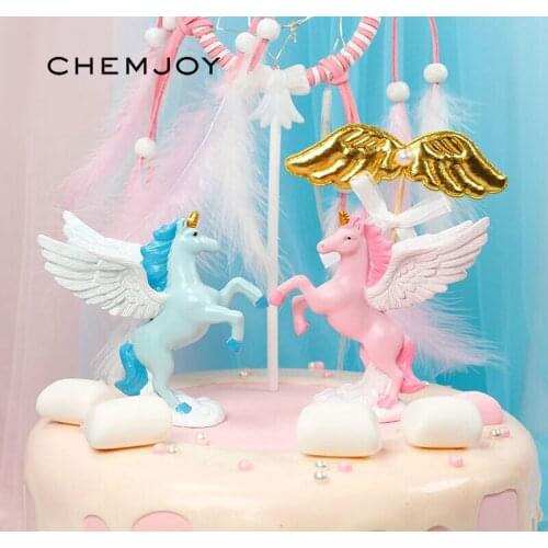 Flying Unicorn Cake Topper Dreamcatcher Birthday Cake Decor Baby Shower Unicorn Theme Party Centerpiece 1st Birthday Decoration